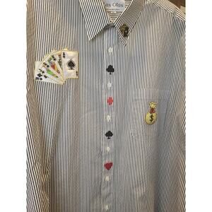 Vintage 90s Las Olas Button Down Shirt Casino Poker Embroidered XL